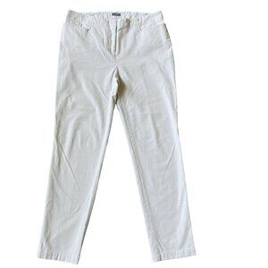 J Jill Women 12 White Brushed Corduroy Soft Mid Rise Straight Leg Pants Stretch